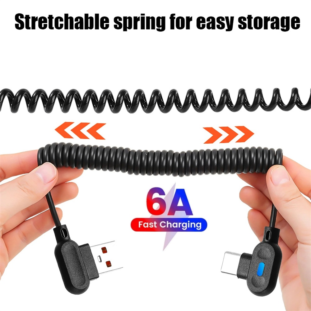 Coiled Usb Cable - 90 ° 앵글 엘보 USB 타입-C